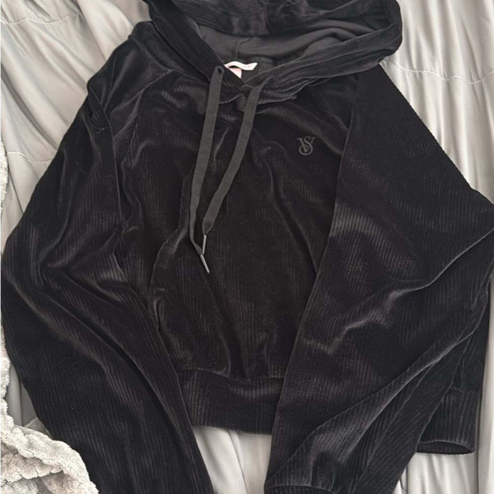 Black Velour Hoodie